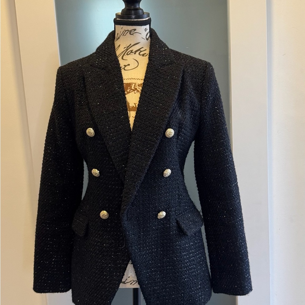 Zara Black Double-Breasted Jacket